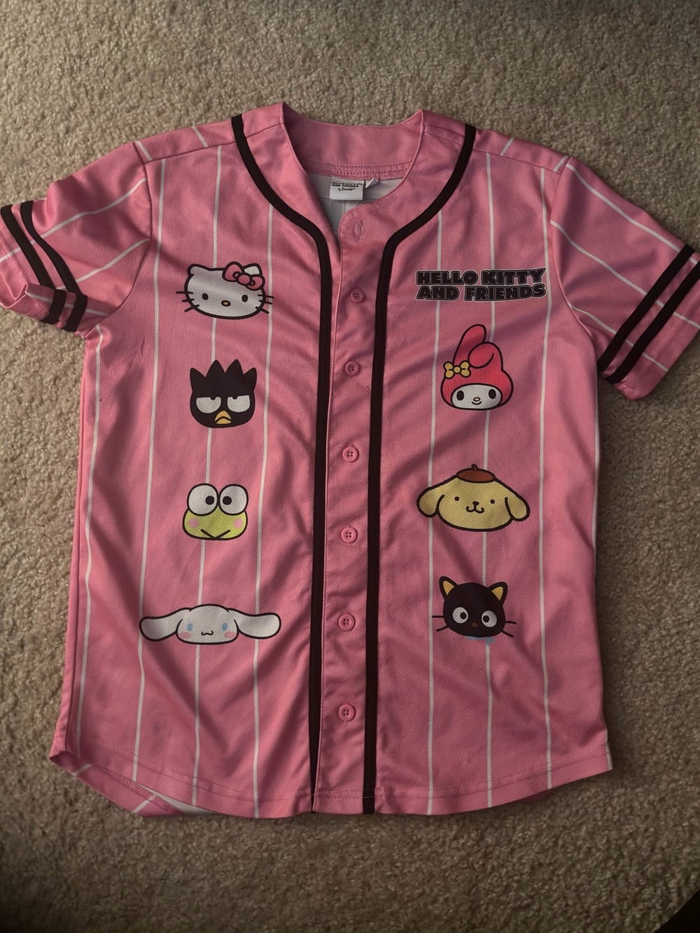 Hello Kitty Pink Baseball Jersey with Character Patches